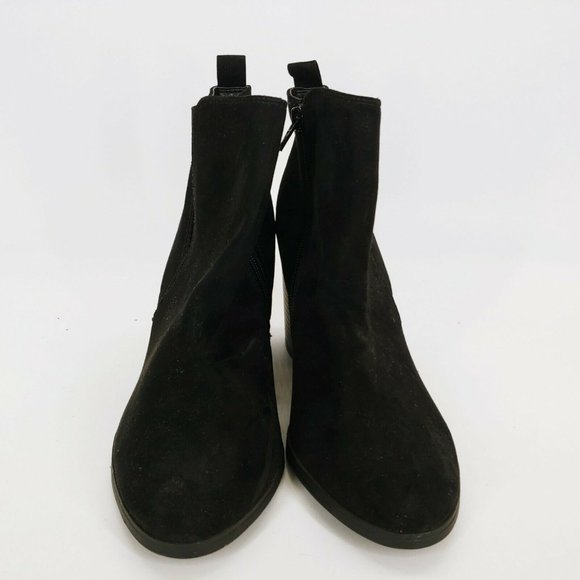 Express Womens Chelsea Faux Suede Ankle Boots 10 Black Almond Toe Zipper - Picture 4 of 10